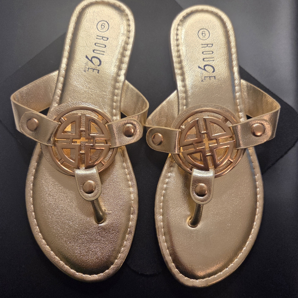 Rouge Helium Gold Slide Sandals
